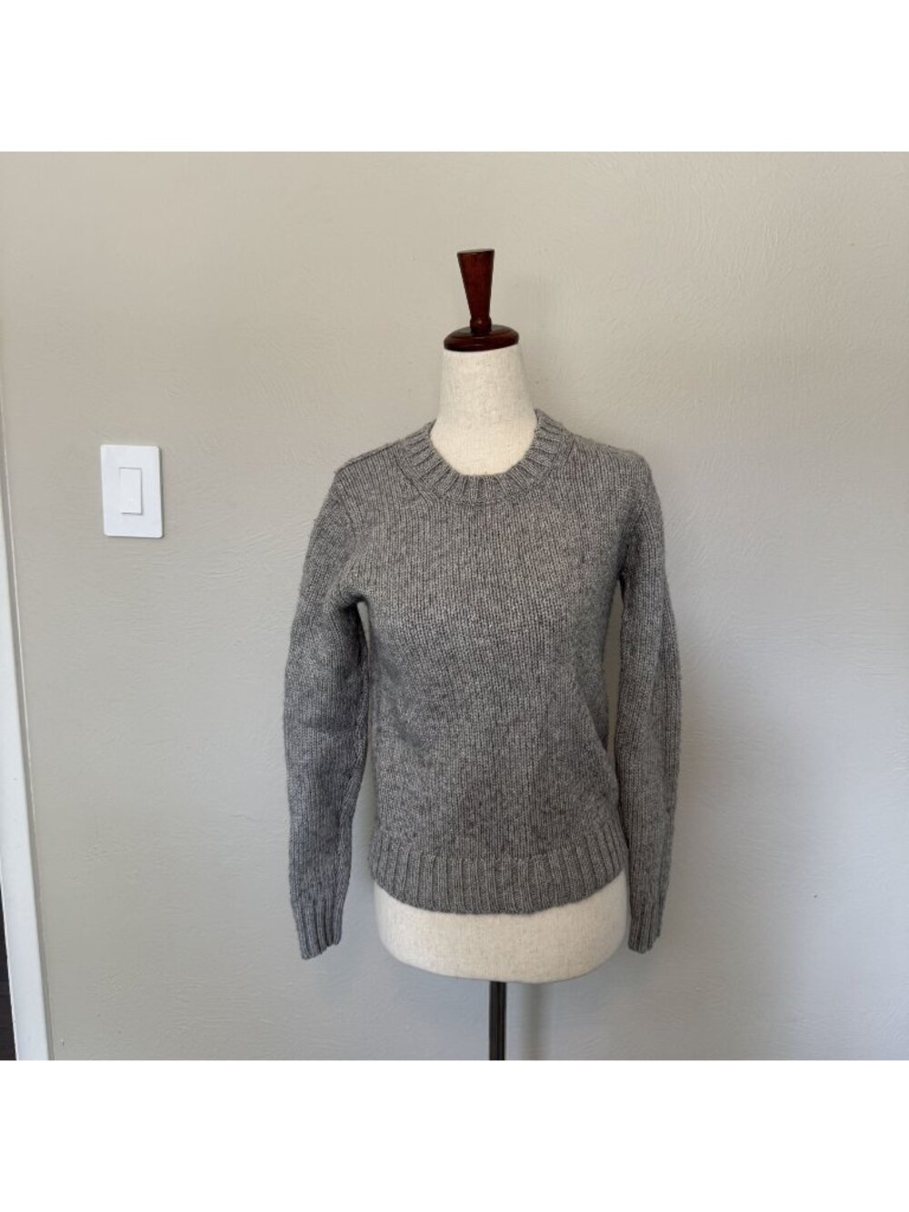 J.Crew Chunky Knit Crewneck Sweater Gray Merino Wool Blend Women's Small S